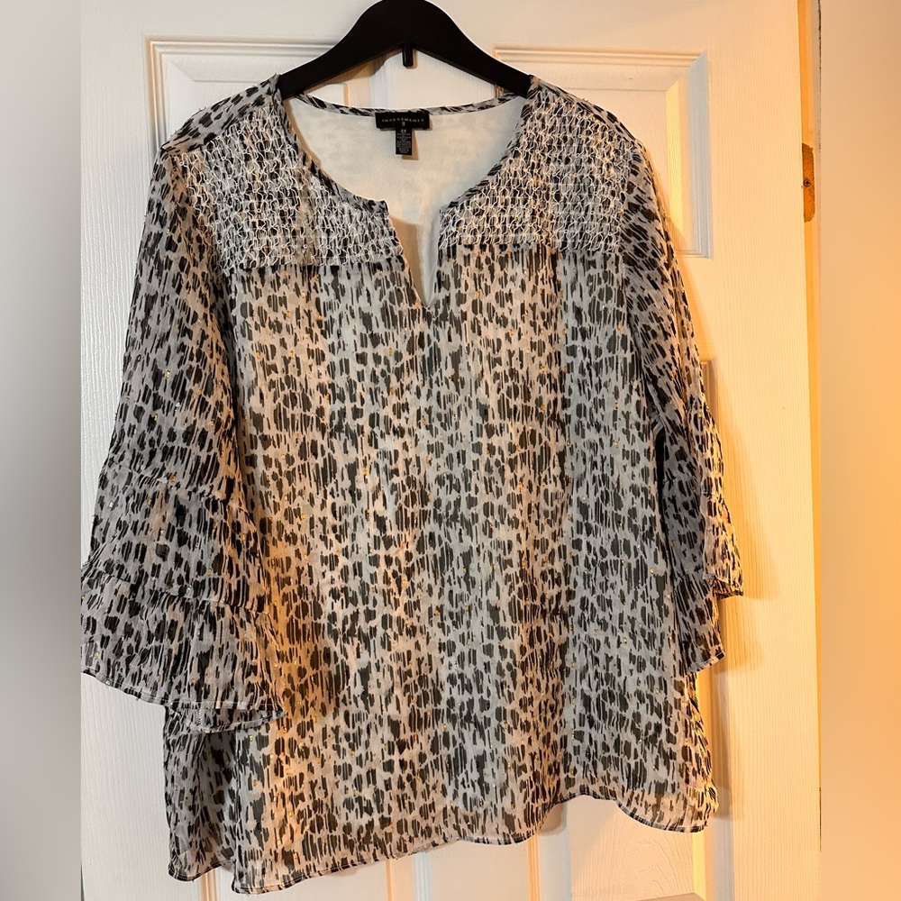 INVESTMENTS II leopard pattern Top Size 2X